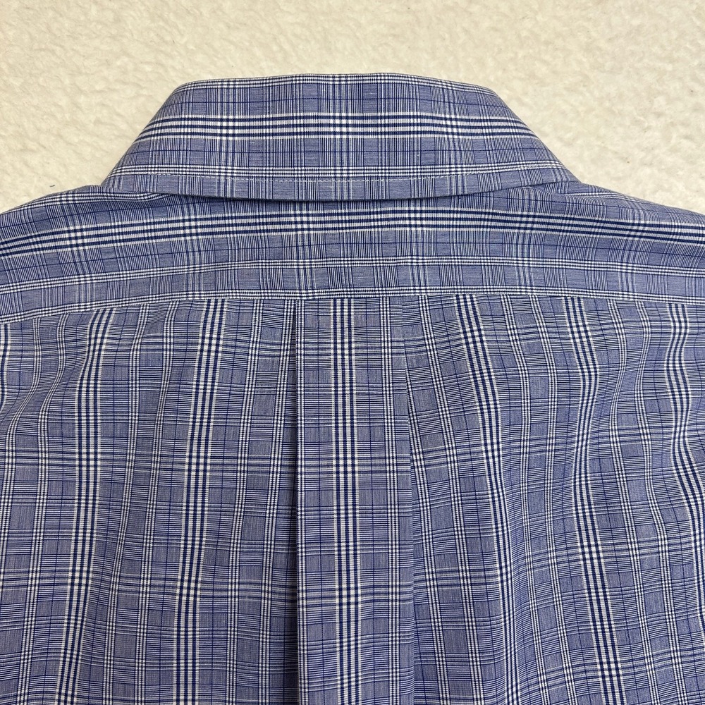 Brooks Brothers Shirt Mens 16-34 Blue Glen Plaid Classic Non-Iron Supima Cotton - Picture 8 of 10